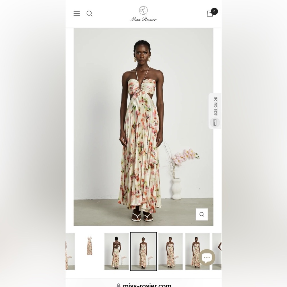 Floral Maxi Dress NWT ANDRÉA CUT-OUT FLORAL-PRINT PLEATED MAXI DRESS